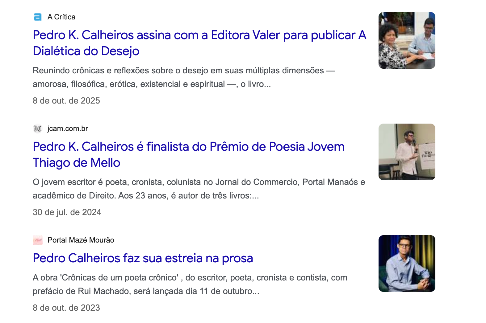Cobertura da imprensa sobre Pedro K. Calheiros